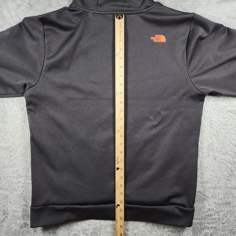 The North Face Hoodie Mens Medium Gray Orange Logo Pullover Fleece Sweatshirt